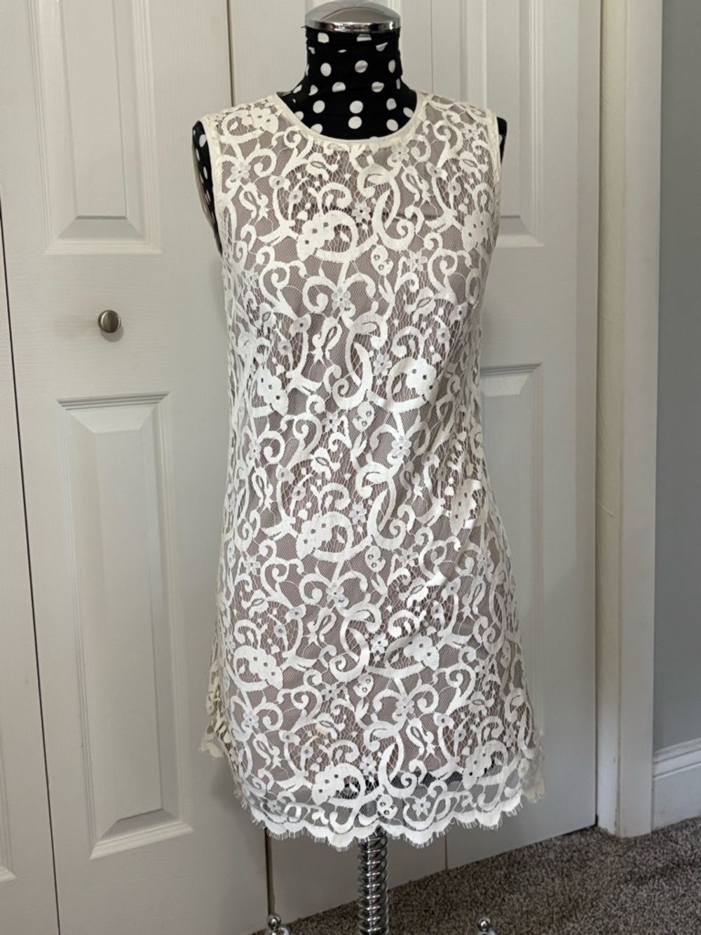 LOFT White Lace Overlay Mini Dress